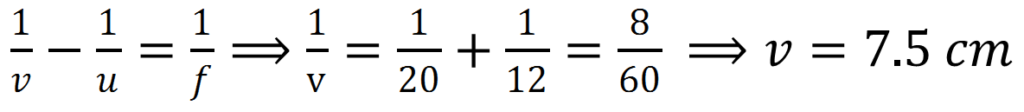 A beam of light converges at a point P. Now a lens is placed in the path of the convergent beam 12 cm from P. At what point does the beam converge if the lens is
(a) a convex lens of focal length 20 cm, and (b) a concave lens of focal length 16 cm?